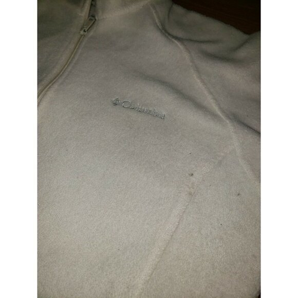 COLUMBIA Women's Fleece Jacket Full Zip Ivory With Breat Cancer Ribbon Large - Picture 4 of 7